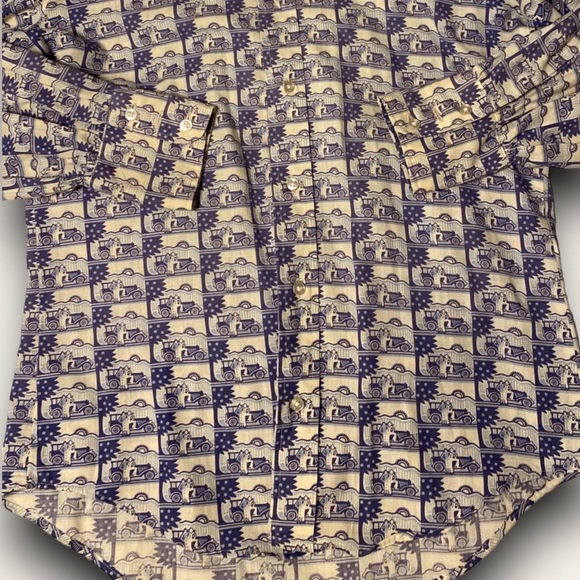 Vintage H.I.S Patchwork Button-Down Shirt Kitsch Western Farmer - Picture 2 of 7